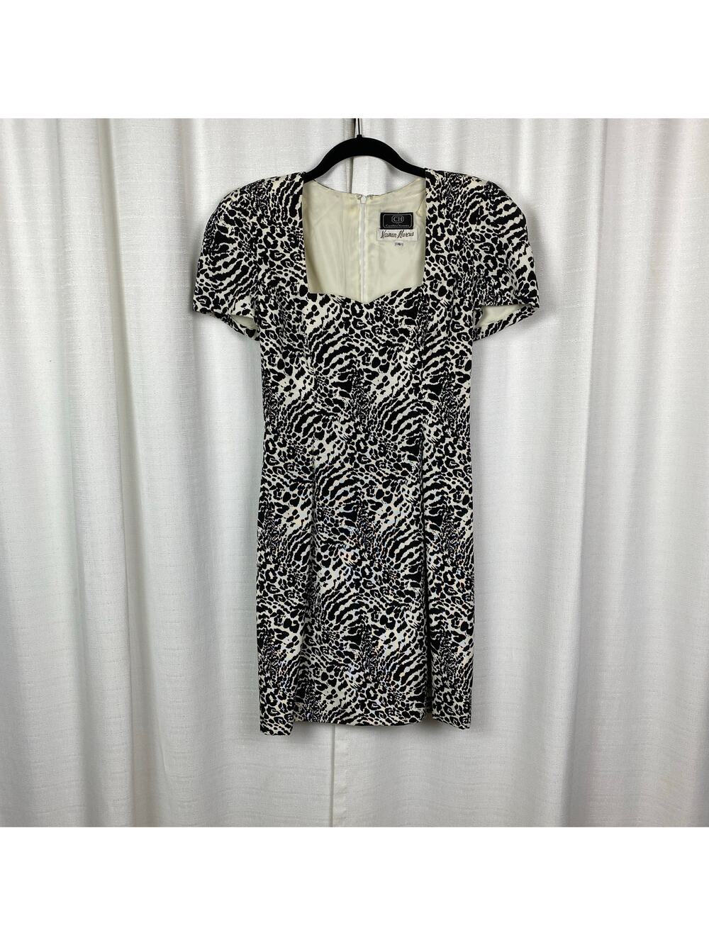 CH by Carolina Herrera Neiman Marcus Vintage Zebra Ruffle Sheath Dress Sz.4